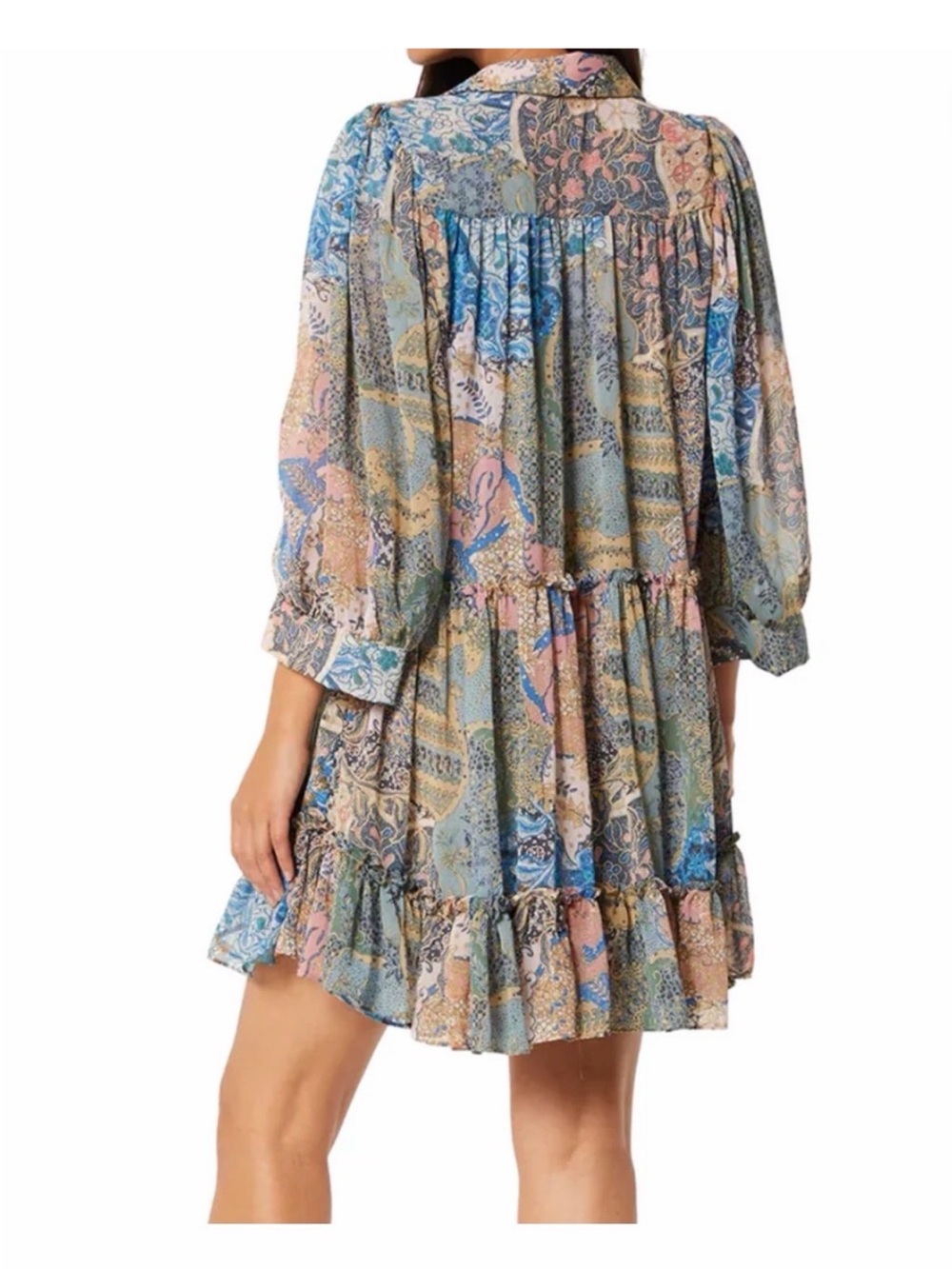 MISA Los Angles Mita Dress in patchwork Batik Size L - Picture 2 of 8